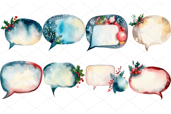 8 Watercolor Speech Bubble Bundle: Creative Design Assets