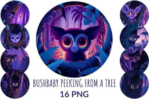 Bushbaby Sticking out of a Tree Clipart: Enchanting Design Assets