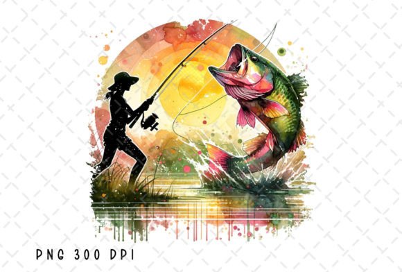 Capturing Serenity: Using Watercolor Fishing PNGs in Design