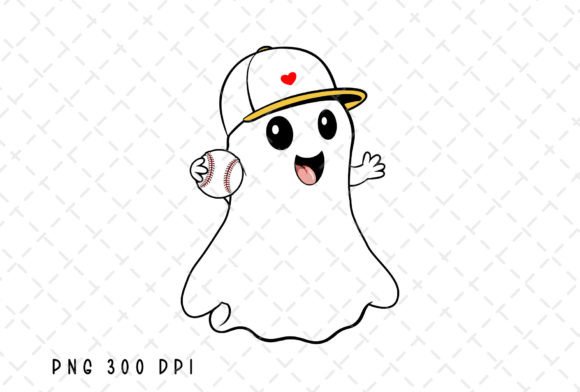 Cute Ghost Baseball Sublimation PNG: Playful Design Asset