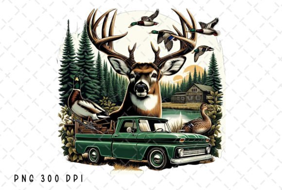 Deer Buck Truck Ducks Hunting Hunter PNG: Authentic Outdoor Designs