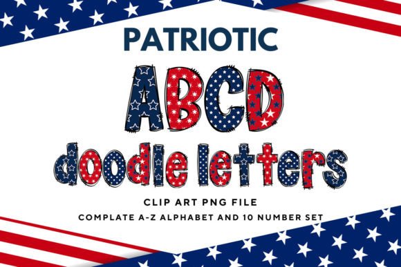 Patriotic USA Doodle Alphabet Letters: A Playful Design Asset