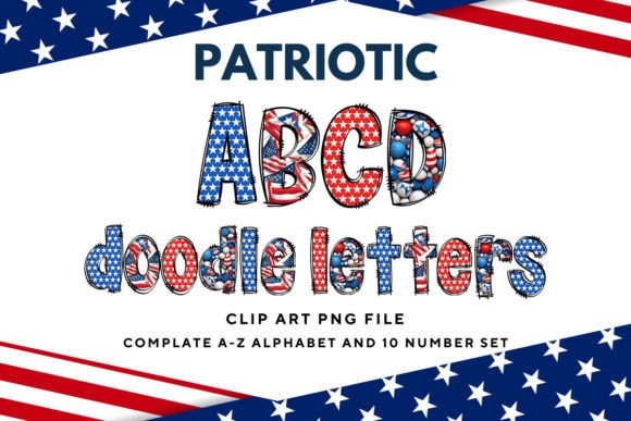 Patriotic USA Doodle Alphabet Letters10: A Design Asset for Celebratory Projects