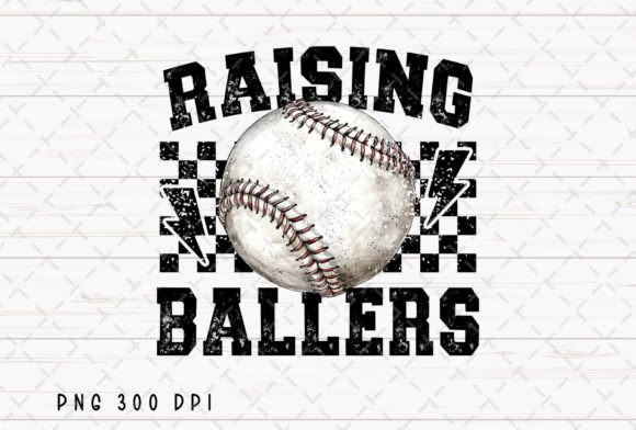 Raising Ballers Baseball Checkered PNG for Sporty Design