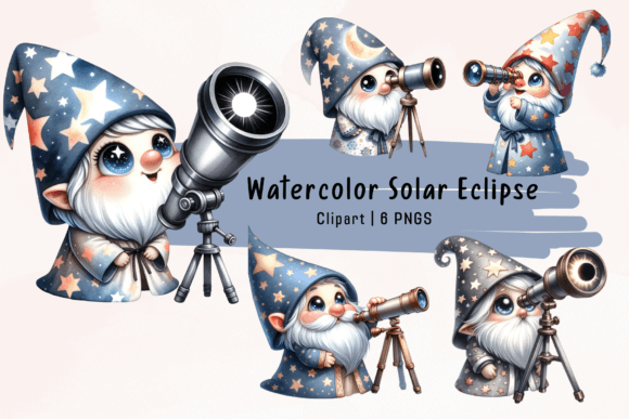 Solar Eclipse 2024 Gnome Clipart: A Whimsical Design Asset