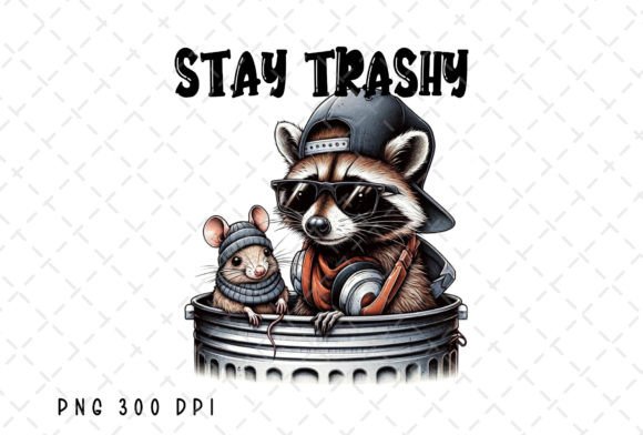 Stay Trashy Trash Can Funny Raccoon PNG: A Design Asset with Personality