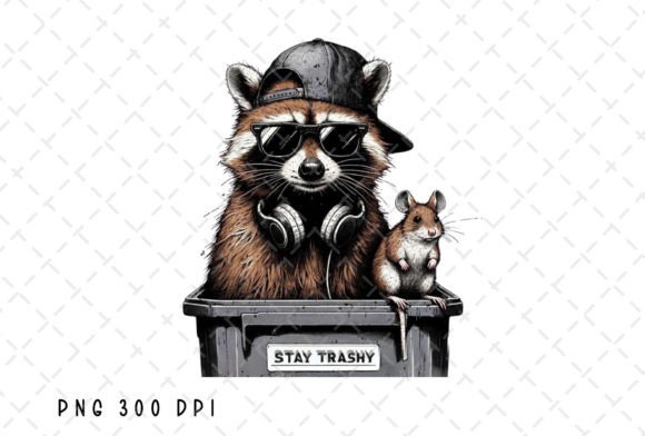 Unleash Your Wild Side with Stay Trashy Funny Raccoon Trash Can PNG
