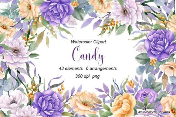 Watercolor Purple, Yellow, White Flowers: A Designer's Toolkit